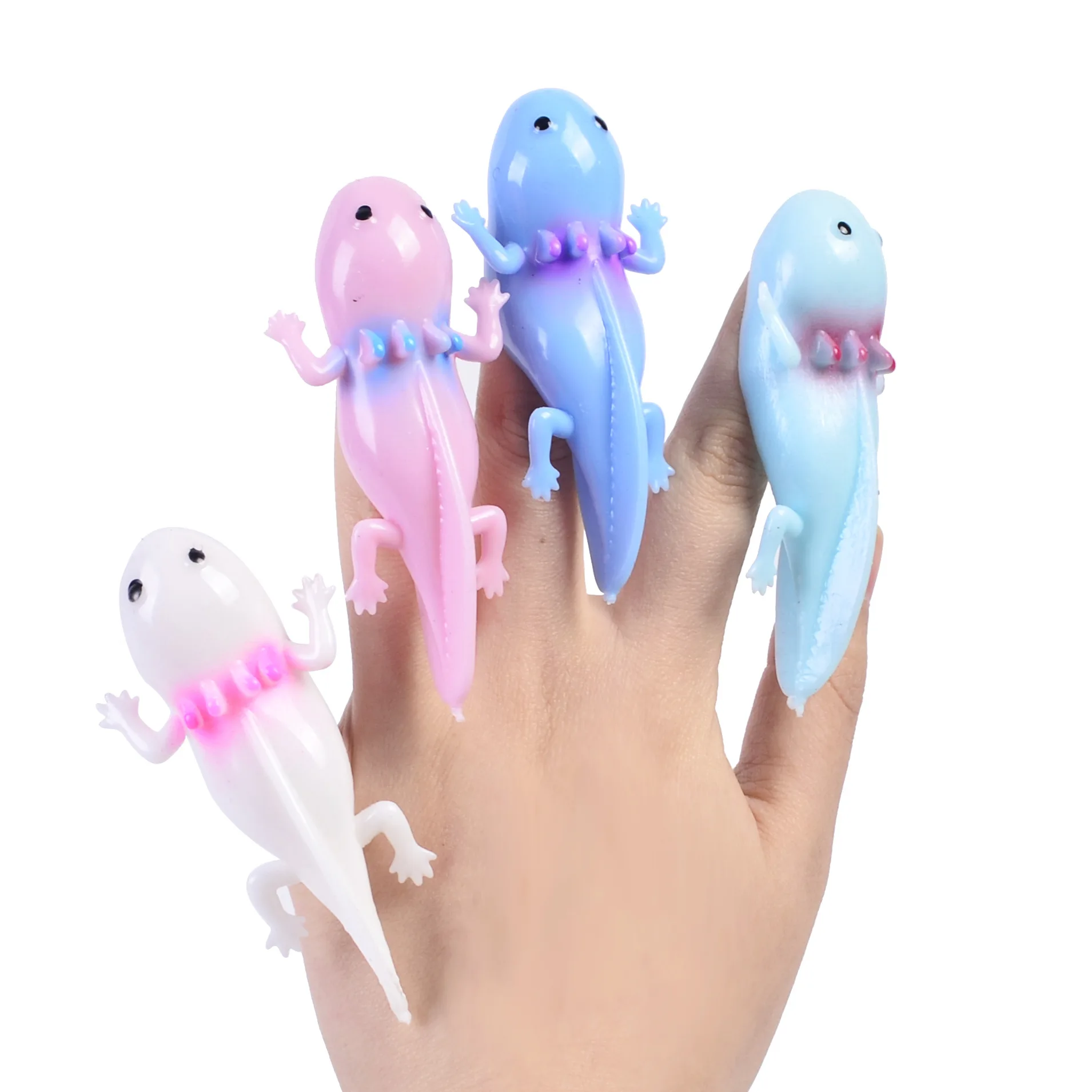 5pc Catapult Launch Salamander Finger Slingshot Toys Bouncy Trick Toys Kids Stress Relief Funny Stretchy Catapult Toy Party Gift