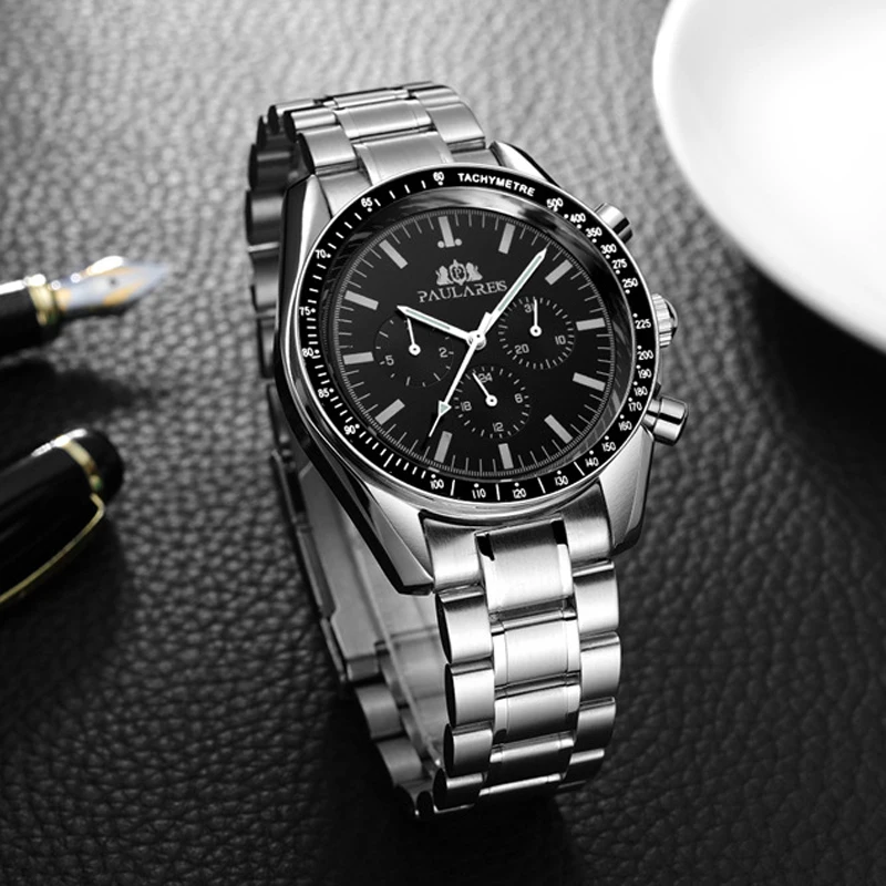 PAULAREIS P Brand Luxury Men Mechanical Watches Calendar Business Watch Mens Sports Waterproof Stainless Steel Automatic Watches