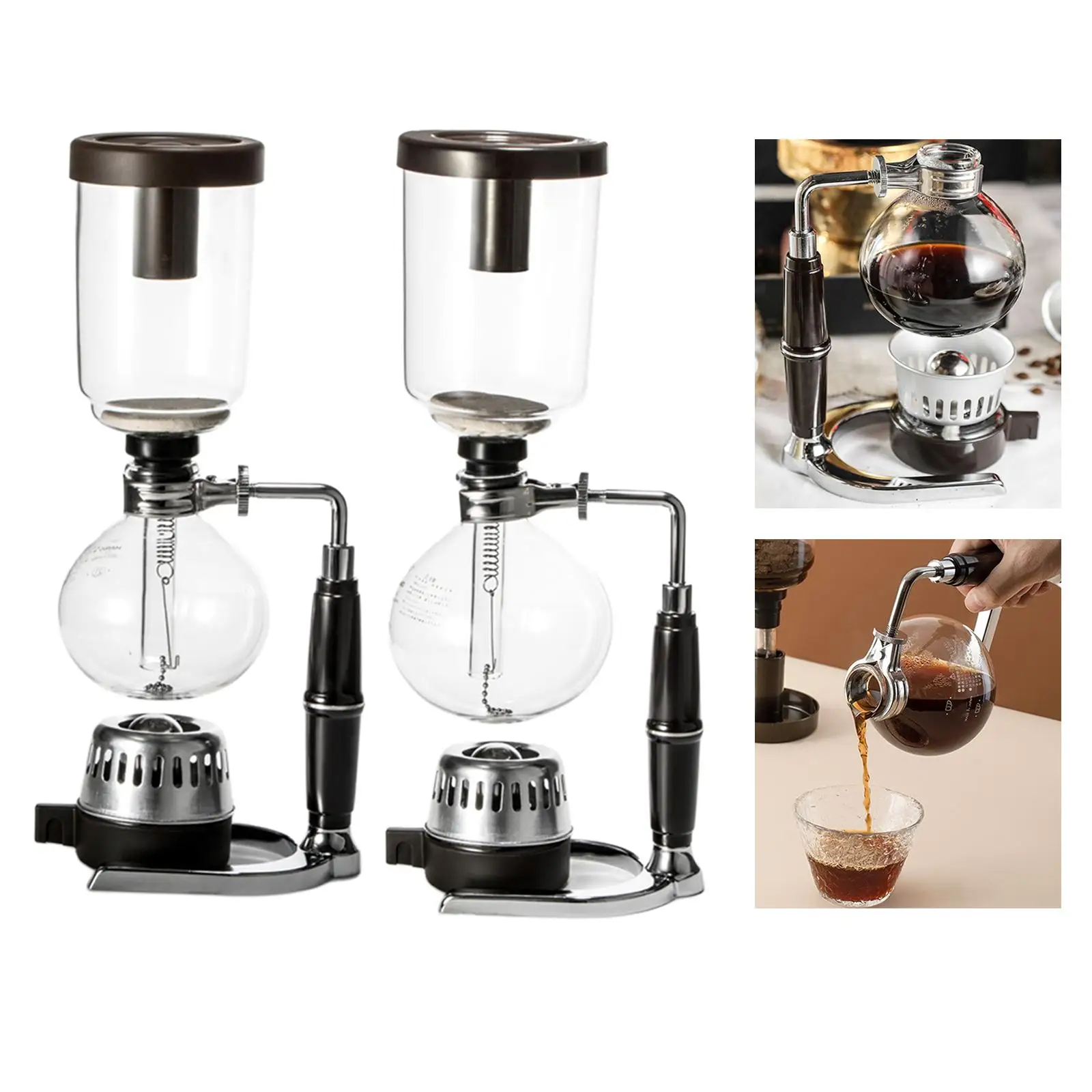 Glass Type Siphon Coffee Maker 3/5 Cups Vacuum Coffeemaker for Coffee Shop Office