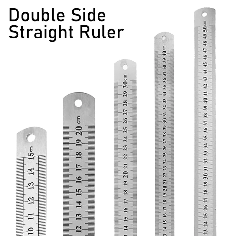 150-500mm Double Side Scale Stainless Steel Metal Straight Ruler Measuring Tool Precision Measuring Tool for Students Stationery Stainless Steel Ruler Straight Ruler Metal Ruler