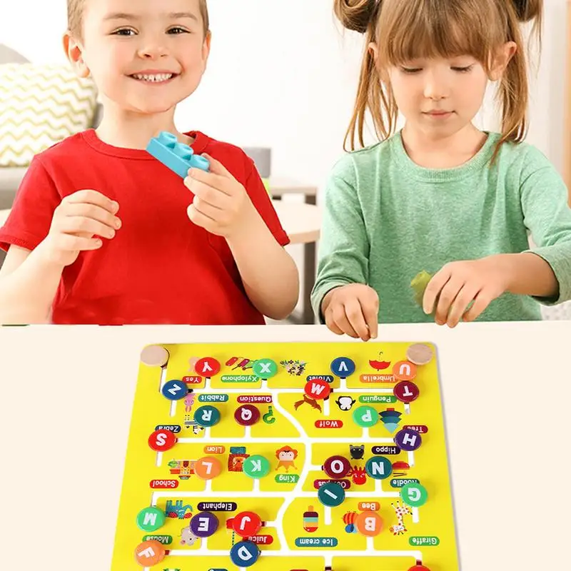 

Wooden Maze Board Game 2 In 1Letter And Number Maze Alphabet Matching Board Game Kids Montessori Fine Motor Skills Learning Toy