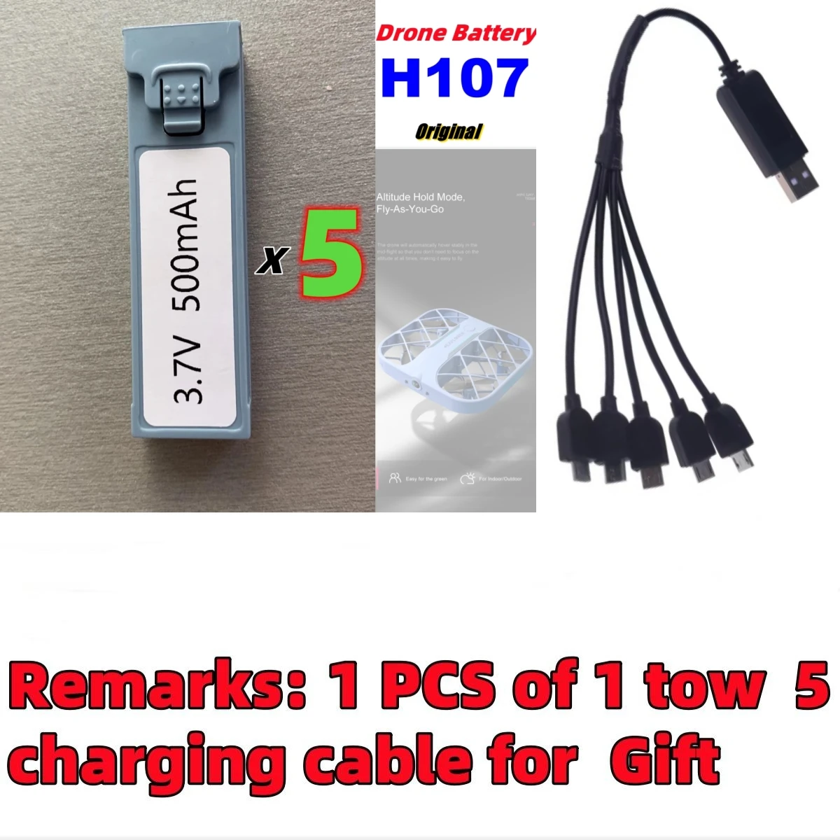 Piles de rechange pour drone H107 - Lot de 1 à 20 batteries