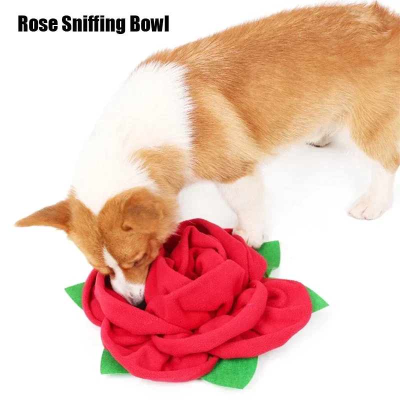 Rose Flower Pet Dog Snuffle Mat Nose Smell Training Pad Dog Puzzle Toy Slow Feeding Bowl Food Dispenser Washable Toys