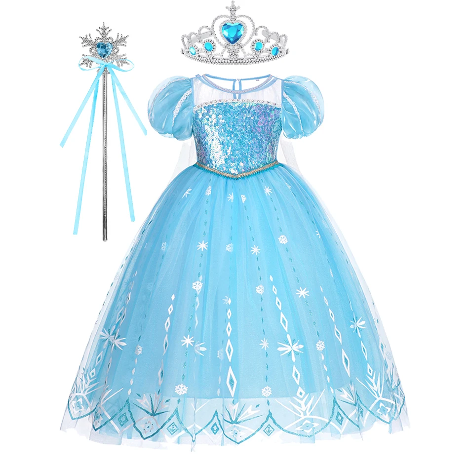 thumbnail image 1 of Disney Frozen Elsa Anna Dress Girls Princess Dress Cosplay Costume For Kids Ball Gown Halloween Birthday Party Fancy Vestidos, 1 of 5