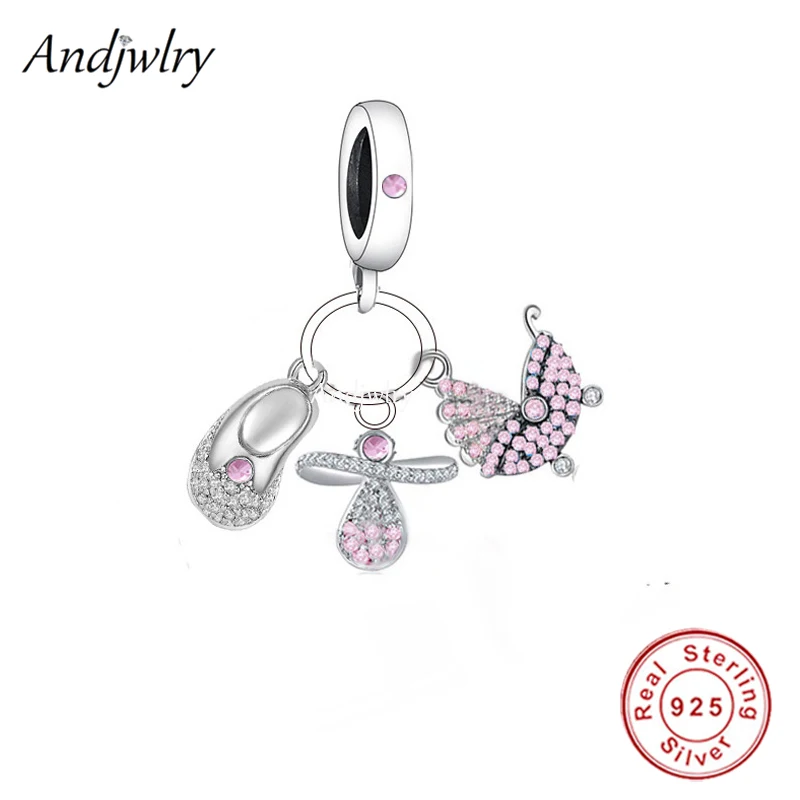 Fit Original Bracelet 925 Sterling Silver Baby Carriage and Bottle Nipple Dangle Charm Bead Necklace Bangle Jewelry Berloque 6