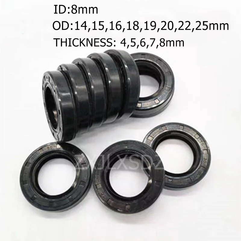 

5/10 Pcs NBR Nitrile Rubber TC Double Lip Oil Seal 8x14x4/5 8x15x5 8x16x5/7 8x18x4/5/7/8 8x19x7 8x20x7 8x22x5/6/7/8 8x25x7mm