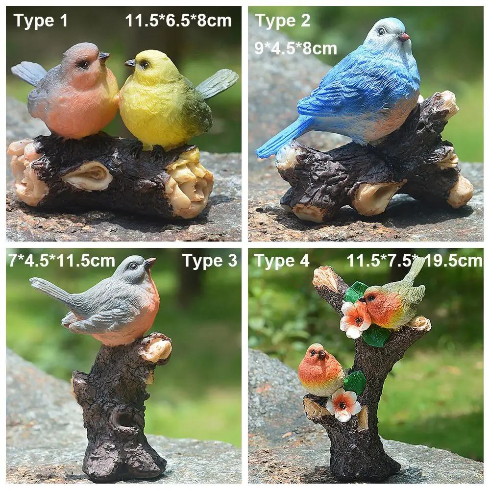 Resin Statue Resin Handicraft Ornaments Garden Statue Resin Ornament Animal Ornaments Lifelike Bird Sparrow Kingfisher On Branch Fairy Garden Micro Landscape