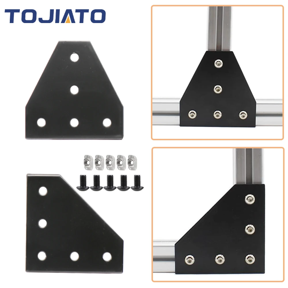 

5 Hole Joining Board Plate Corner Angle Bracket Connection Joint Strip 90 Degree For 2020 Aluminum Profile 3d Printer CNC parts