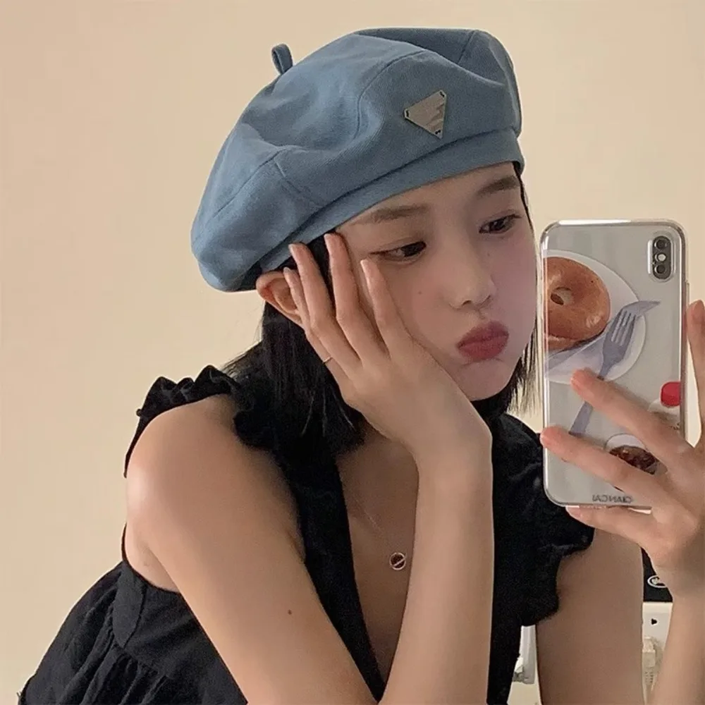 Pink Love Denim Beret Hats Women Spring Summer Shows Face Versatile Retro Painter Cap Japanese Berets Newsboy Caps Casual