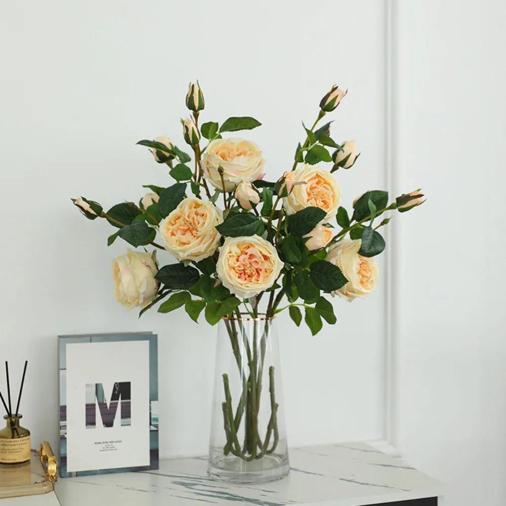 1 шт. Высококачественная Одиночная палка, приклеенная, с 3 головками, увлажняющая, на ощупь, искусственная, украшение для домашнего обеденного стола, фотореквизит