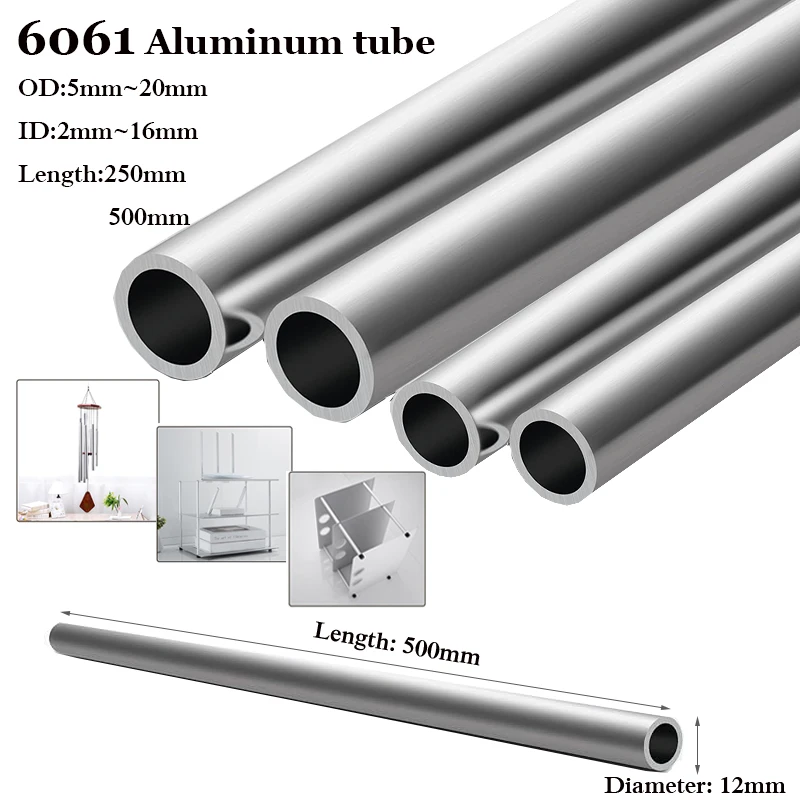 Aluminium Pipe 1.5~2mm Thickness Straight Round 250mm 500mm Long 6061 Aluminum Alloy Tube aluminium tube