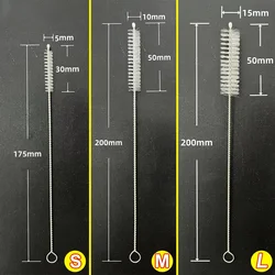 Reusable Nylon and Stainless Steel Cleaning Brush Kit for Straws, Tubes, and Bottles (S-M-L)