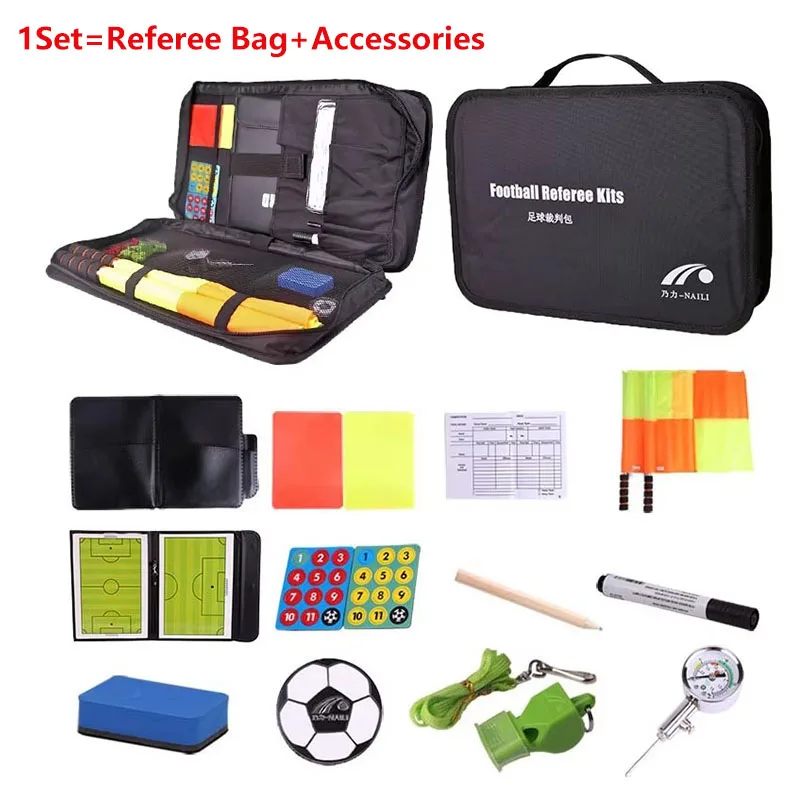 thumbnail image 1 of Bolsa para árbitro de fútbol, juego de silbato, tarjetas y monedas, kit de bandera para árbitro de fútbol profesional, equipo de entrenamiento deportivo, 1 of 5
