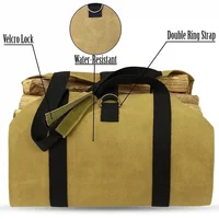 Waxed Canvas Tote Bag, Extra Large, Water-Resistant Portable Wood Carrier for Firewood Stove, Indoor and Outdoor Cam 2