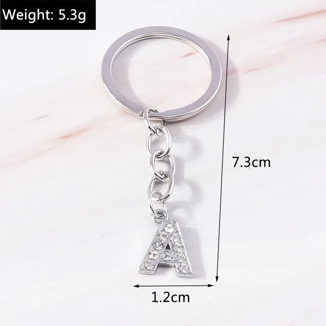 POTIY Silver Alphabet Initial Letters Keychain Initial Letter Charm Keychain  for Women 26 Initial Letter A-Z Initial English Charm Key Ring (A) at   Women's Clothing store