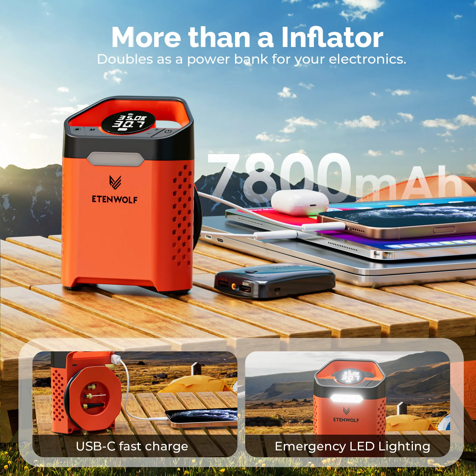 Portable Air Compressor Tire Inflator For Cars SUVs Bikes Balls