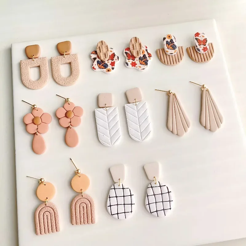 DIY Soft Pottery Earring Molds Ins Style Soft Pottery Earring Clay Mold Handmade Earrings Clay Cutter Ceramic Jewelry Tools Silicone Mold Polymer Clay Cutter