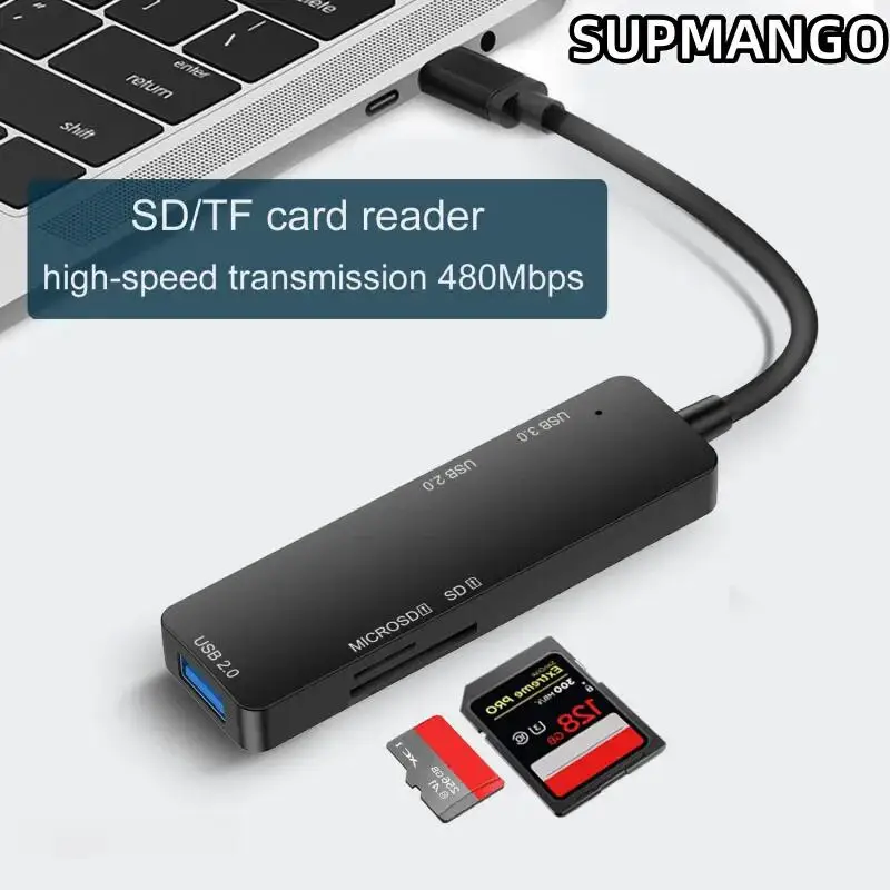 Usb Hub Adapter USB Type C Hub Adapter 5 in 1 Mobile Phone Computer Type C to SD TF Card Reader Extender High Speed Transmission Wire Divider