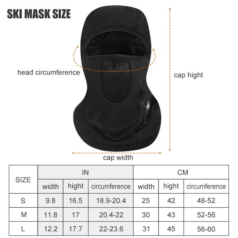 Winter Warm Balaclava Hat Breathable Cycling Cap Outdoor Sport Full Face Cover Scarf Motorcycle Battery Can Be Heated Bike Helme