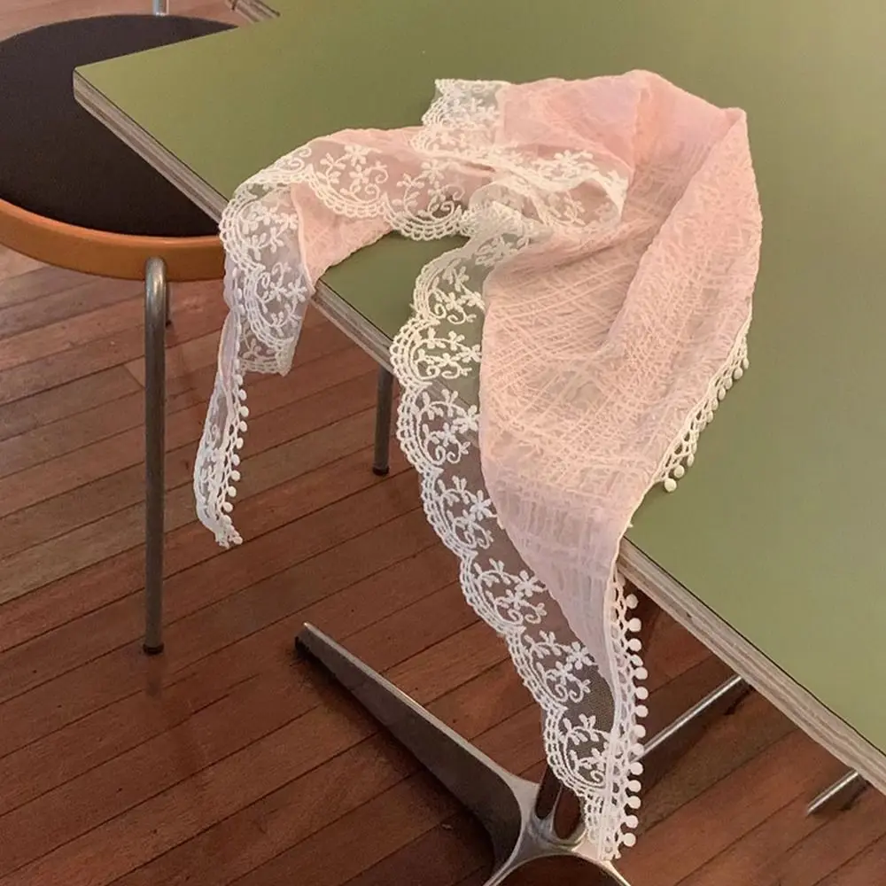 Sweet Triangular Lace Hair Scarf Photo Hair Accessories Headscarf French Pastoral Style Headband Turban Women Girls