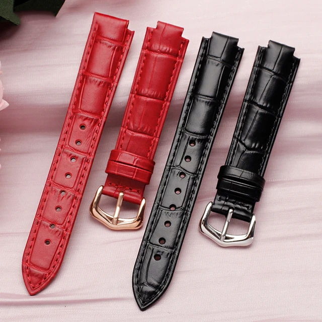For Louis Vuitton Men's Women's First Layer Cow Leather Watch Strap LV  Leather Watch Band Black Raised Mouth 10 12mm Watchband - AliExpress