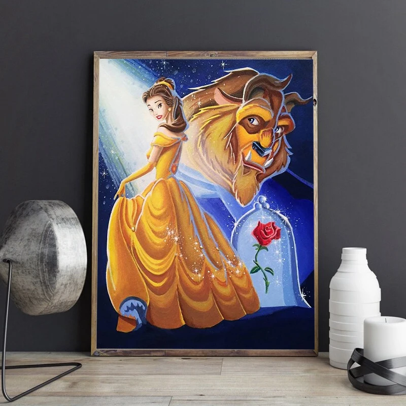 Peinture Diamant Thème La Belle Et La Bête, Broderie Thème Disney 5d,  Personnage De Dessin Animé, Images En Strass, À Faire Soi-même, Décoration  De Maison - Diamant Peinture Point De Croix - AliExpress