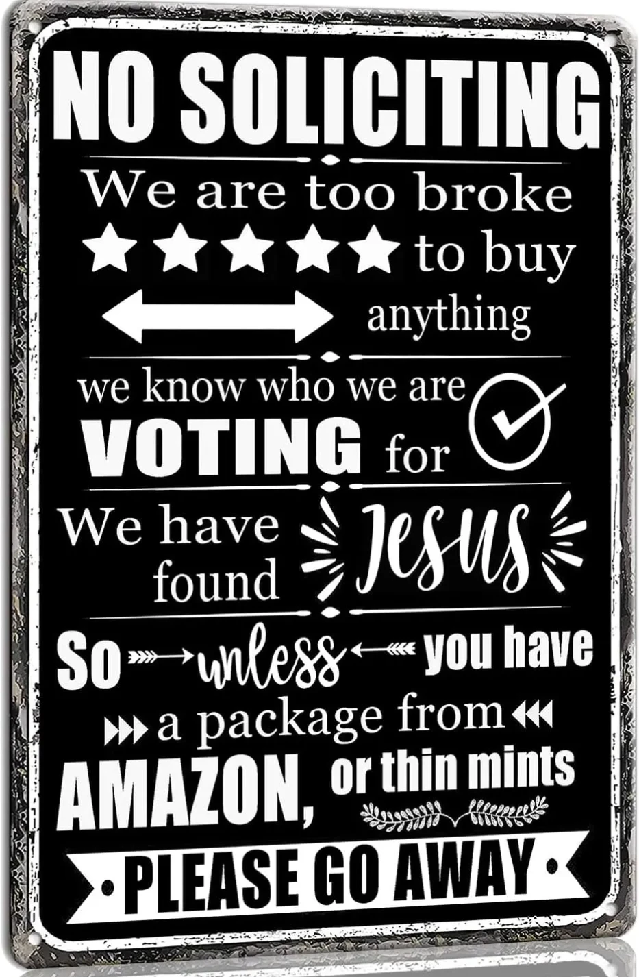 LHIUEM Vintage Red No Soliciting Sign – 11”x12” Wood Plaque, Funny Don’t Knock Door Warning For Yard Or Front Door - View #7