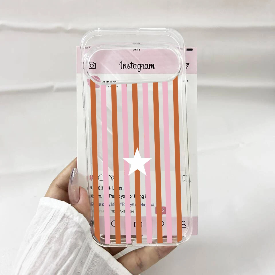 Lucky Stars Stripe Pattern Transparent Soft TPU Phone Case - Fashionable and Durable Cover