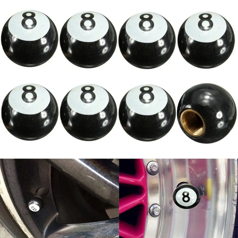 

4Pcs Car Bike Tire Wheel Schrader Valve Caps Black 8 Motorcycle Tyre Stem Cover
