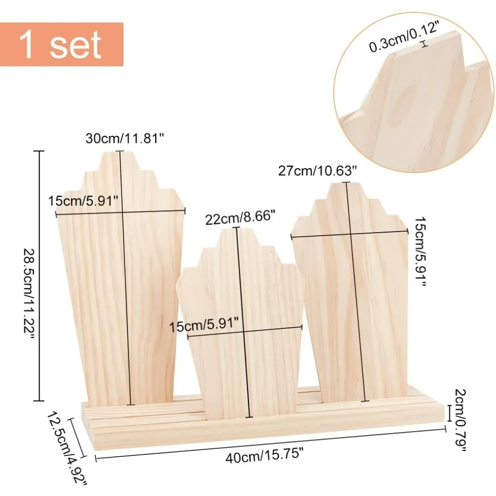 Removable Displays Wood Plank Necklace Storage Holder Bust Easel for Necklaces Rings Storage Blanched Almond jewelry box