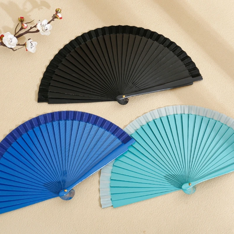 Folding Wooden Hand Fan for Weddings and Dance Parties
