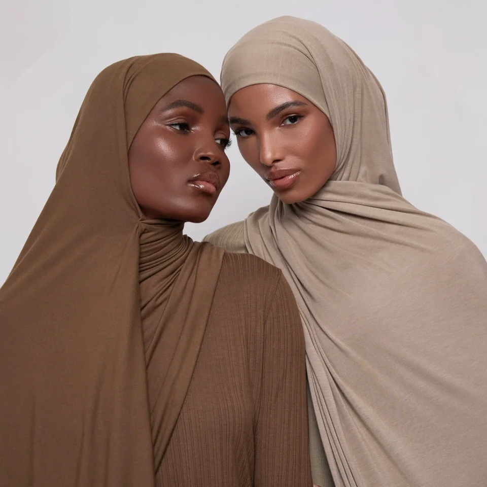 Needs & Wants® Sciarpa Hijab In Jersey A Coste Elasticizzato - Maxi Scialle 182x81 Cm In Cotone E Viscosa - Morbido E Traspirante