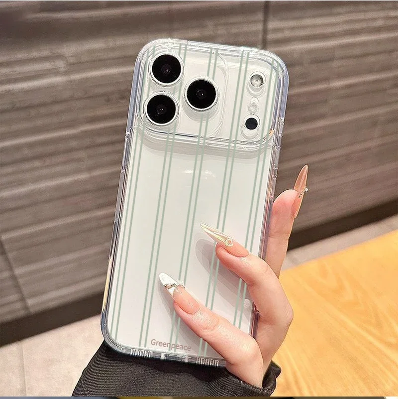 Enhanced Transparent Fresh Vertical Stripe Thin Cover Case
