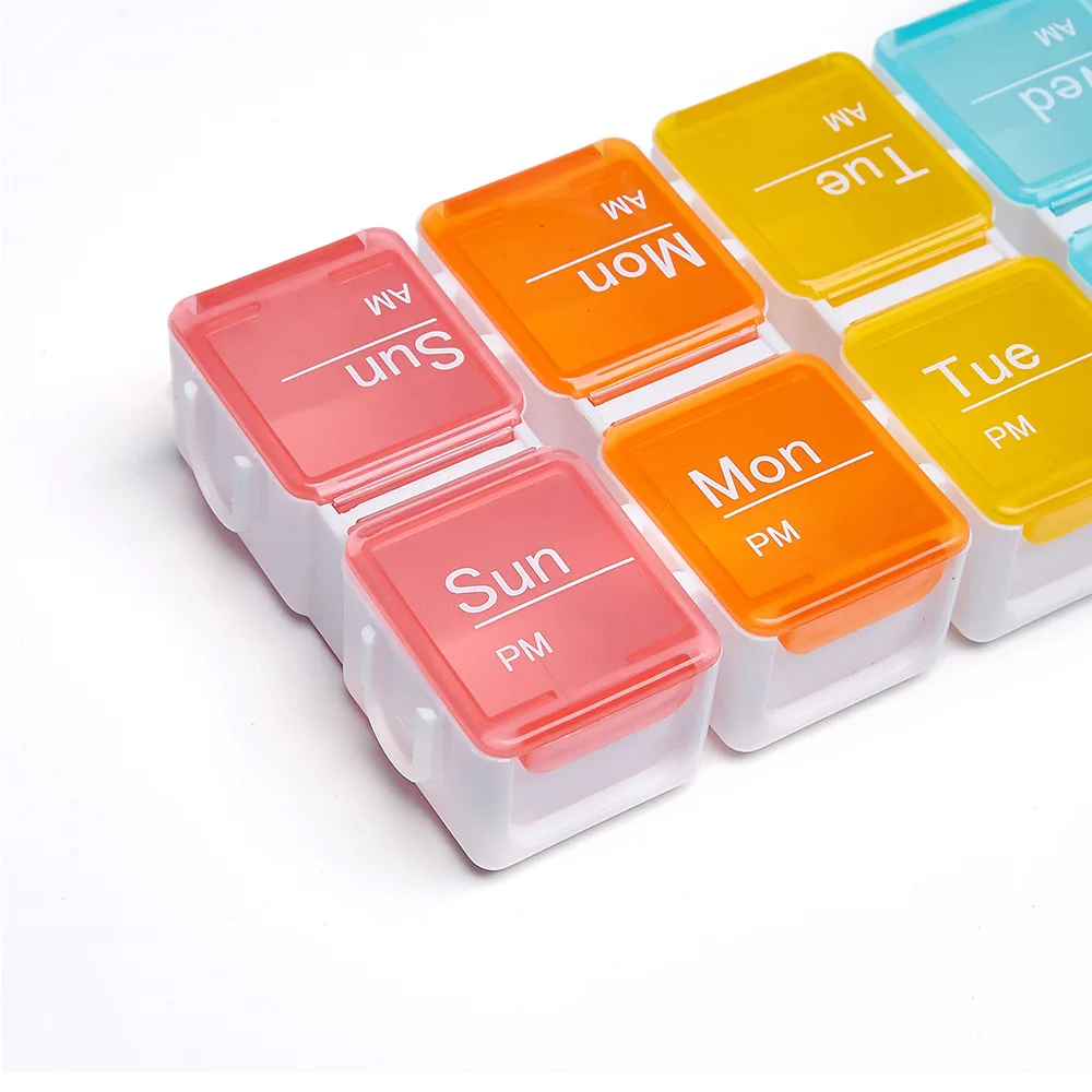 Weekly Pill Organizer with Alarm - Large Capacity AM/PM Vitamin and Medication Storage Box