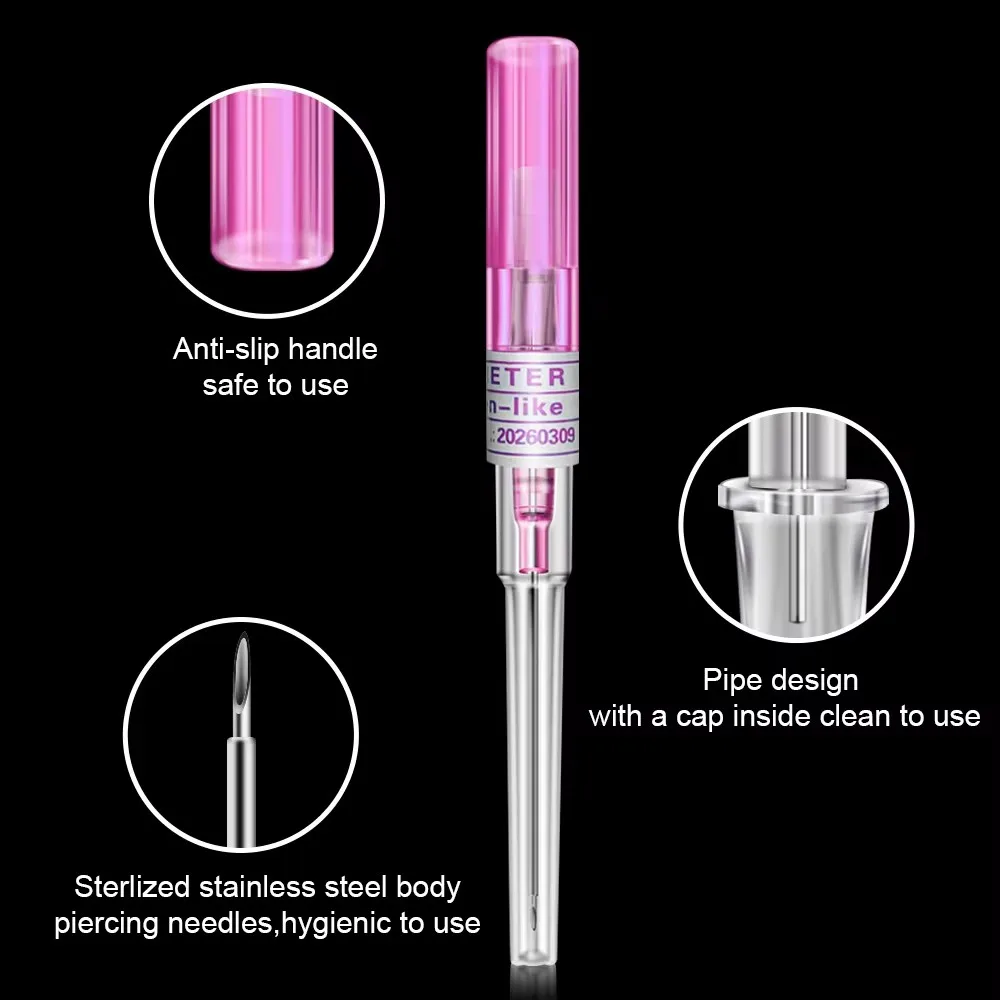 Tattoo Needles Tattoo Piercing Needles Surgical Steel Catheter Cannula Body Piercing Needles Sterilized 14G 16G 18G 20G 22G