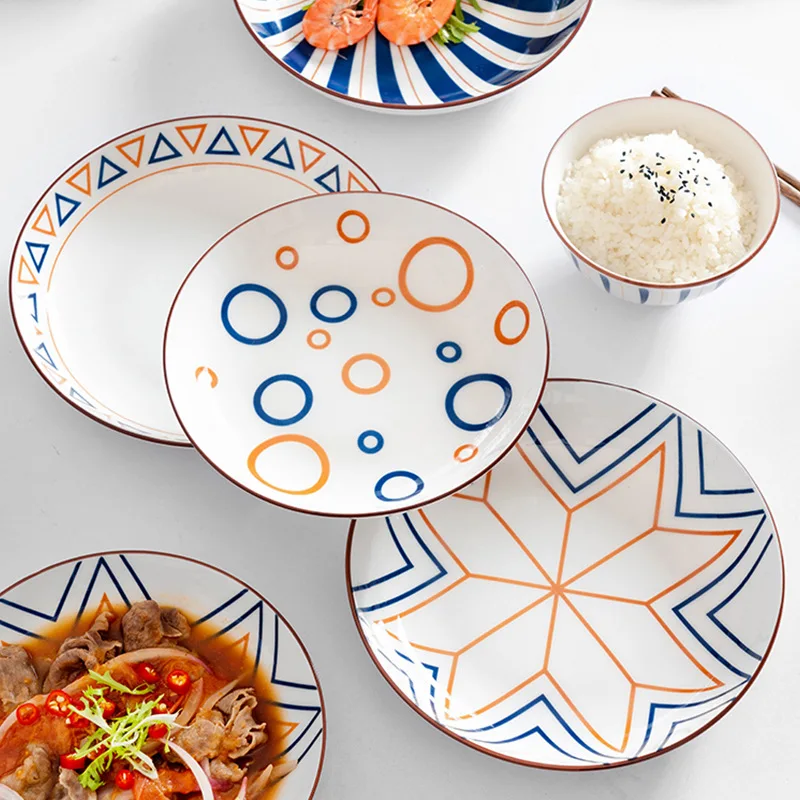 

Japanese ceramic red net set creative home dishes