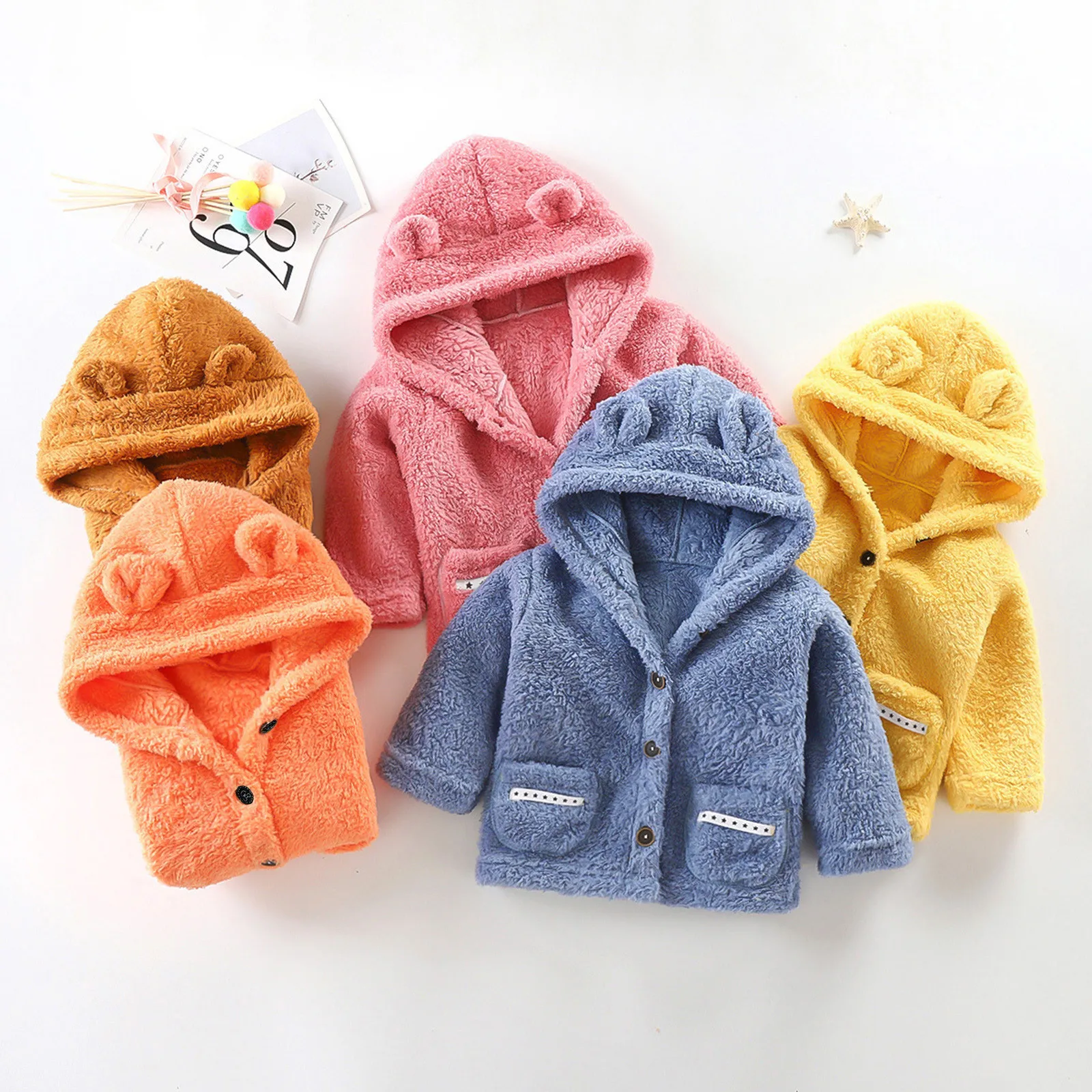 1~10Years Kids Clothes Winter Hoodies Coat Children Toddler Baby Boys Girls Fleece Hooded Jacket Outer Outwear Infant Outfits