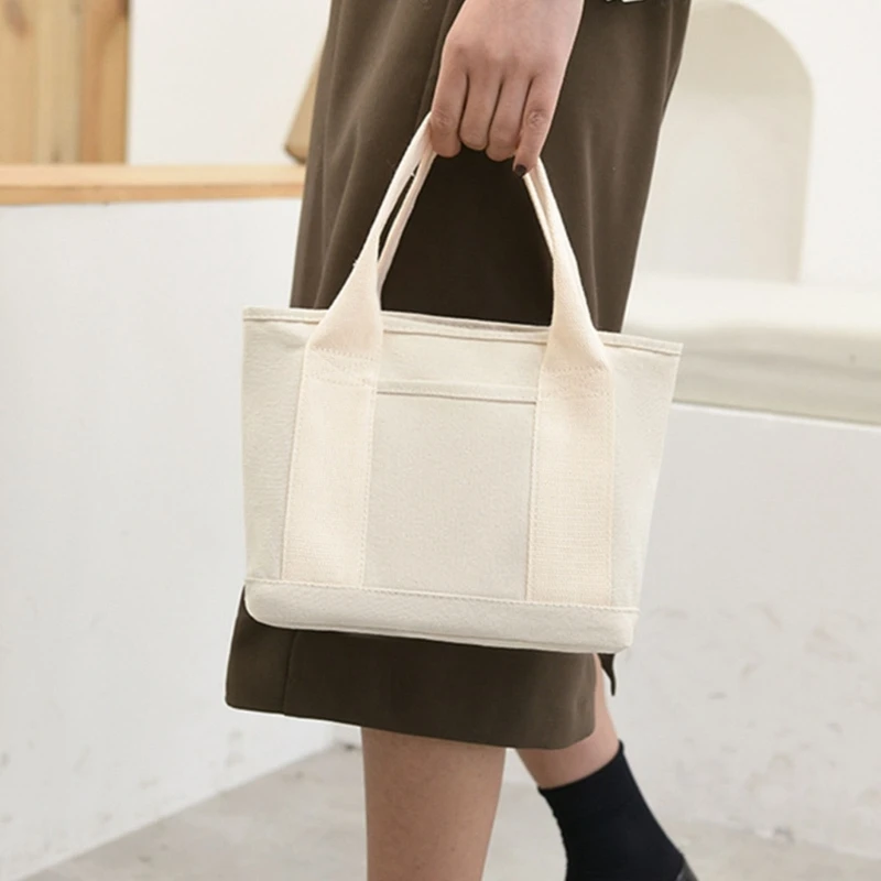 Simple Canvas Tote Women Handbags Casual Small Bento Bags