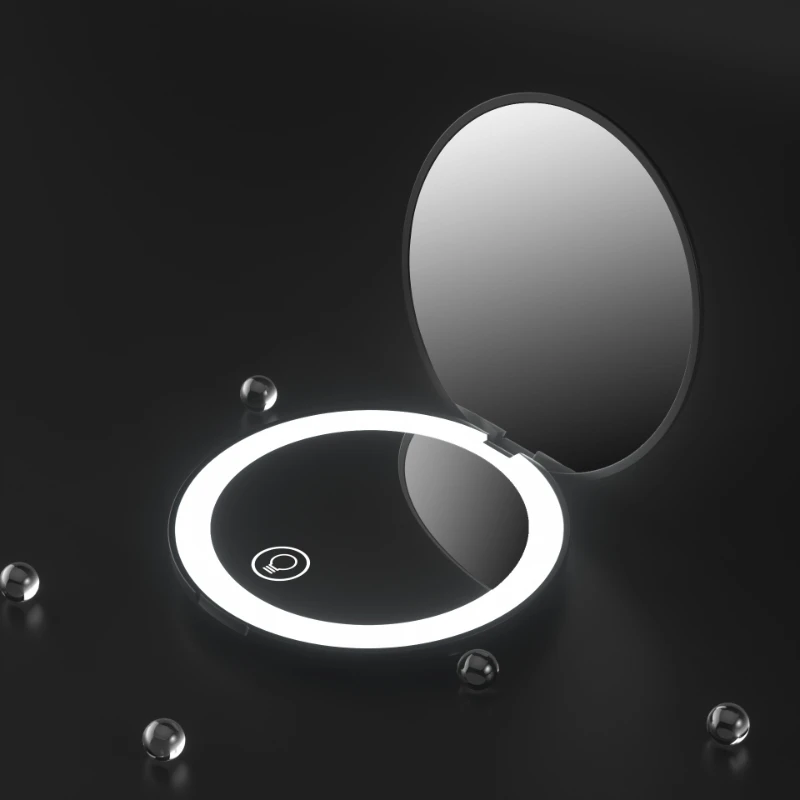 Mini Portable Folding Travel Mirror Led Light Makeup Mirror Compact