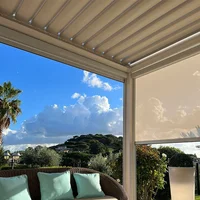 Aluminum pergola, rainproof, electrically adjustable gazebo, electric louvered awning, outdoor patio sunshade. 6