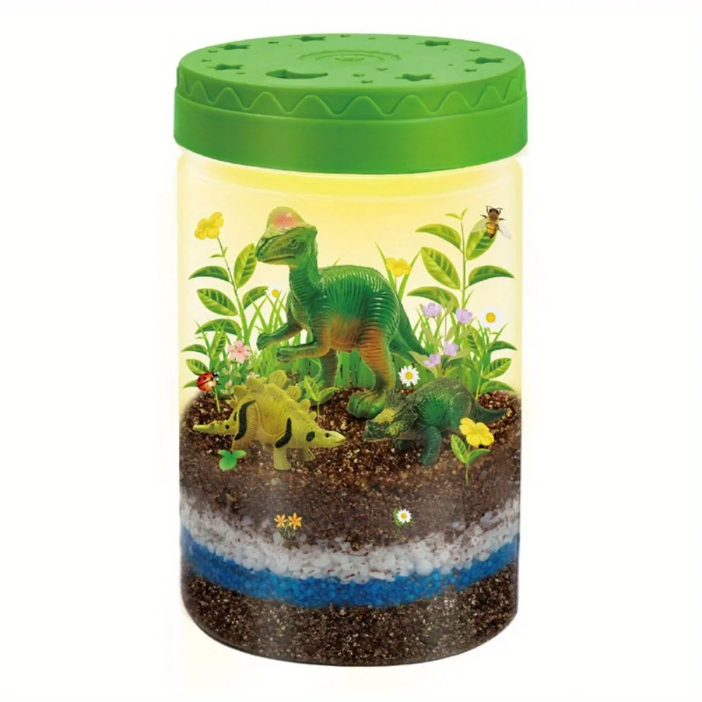 Round Bottle Dinosaur Garden Landscape Animal Plant Ecological Life Model Ornament Box copy