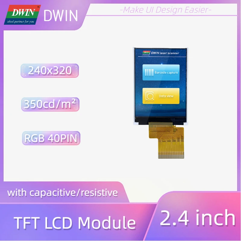Dwin 2.4 Pollici 240*320 300 Display Lcd Tft Tn Luminoso Gt911 Touch Screen Resistivo Capacitivo