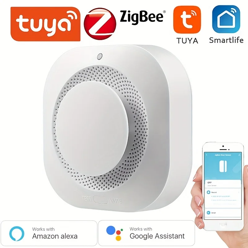 Tuya Smart Zigbee Smoke Detector Smart Fire Fire Protection Home Security Alarm Sound Light Alarm APP Control smoke alarm