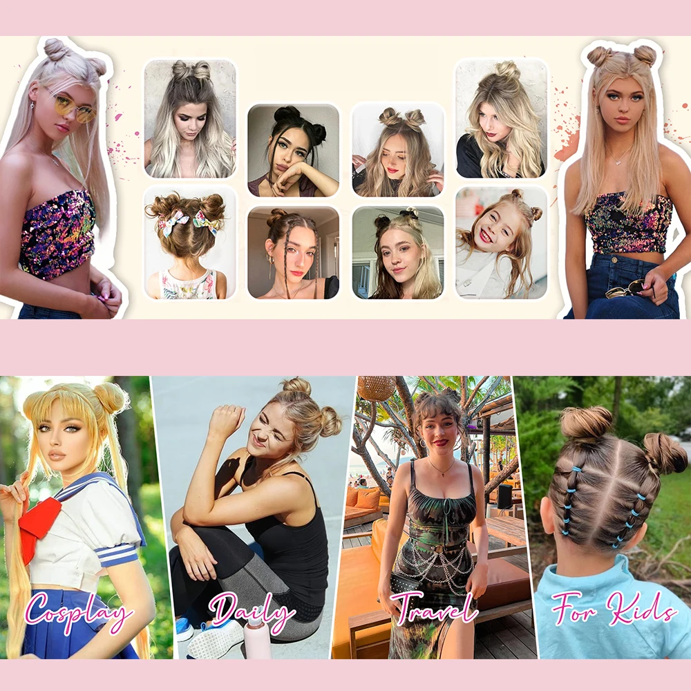 Messy Bun Hairpieces Bun Hairpieces Hair Extensions Messy Hairpiece Hair Bun Synthetic Space Bun 2PCS Mini Claw Clip Fake Hair Bun For Women