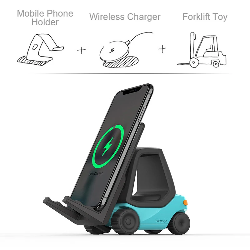 Forklift Style Universal Phone Holder With Fast Wireless Chargers Mobile Phone Bracket For Iphone 13 12 11 Pro Xs Max Plus