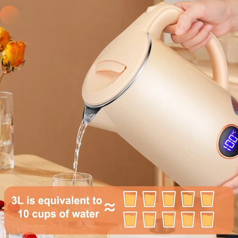 Intelligent LED Digital Display Electric Kettle Double Layer Anti-scalding Automatic Heat Preservation Power Off Electric Kettle 2