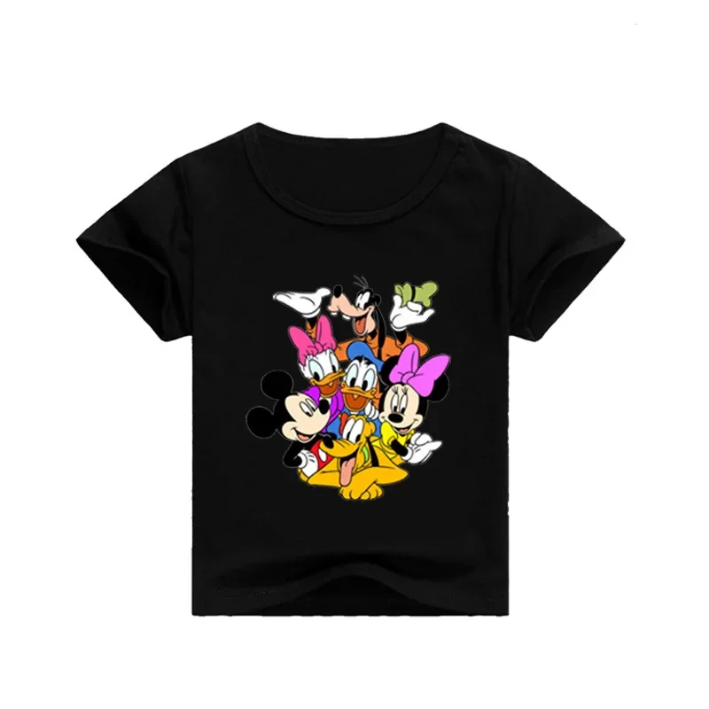 Camisetas de manga corta para niños y niñas, ropa con estampado de dibujos animados de Mickey, Minnie, Pato Donald, camisetas para bebés, disfraz de verano