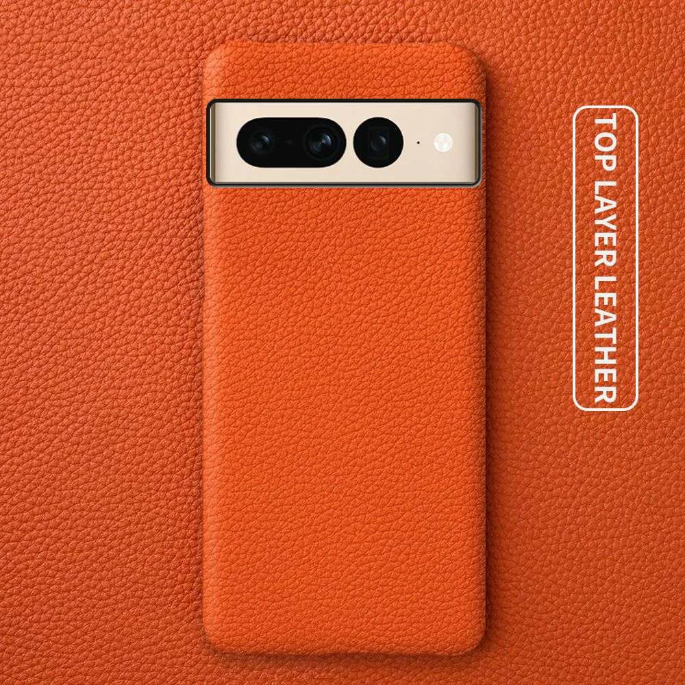 Business Genuine Leather Phone Case For Google Pixel 8 7 Pro 6Pro 5A 4 Litchi Texture Hard Half-Wrapped Armor Back Cover Coque