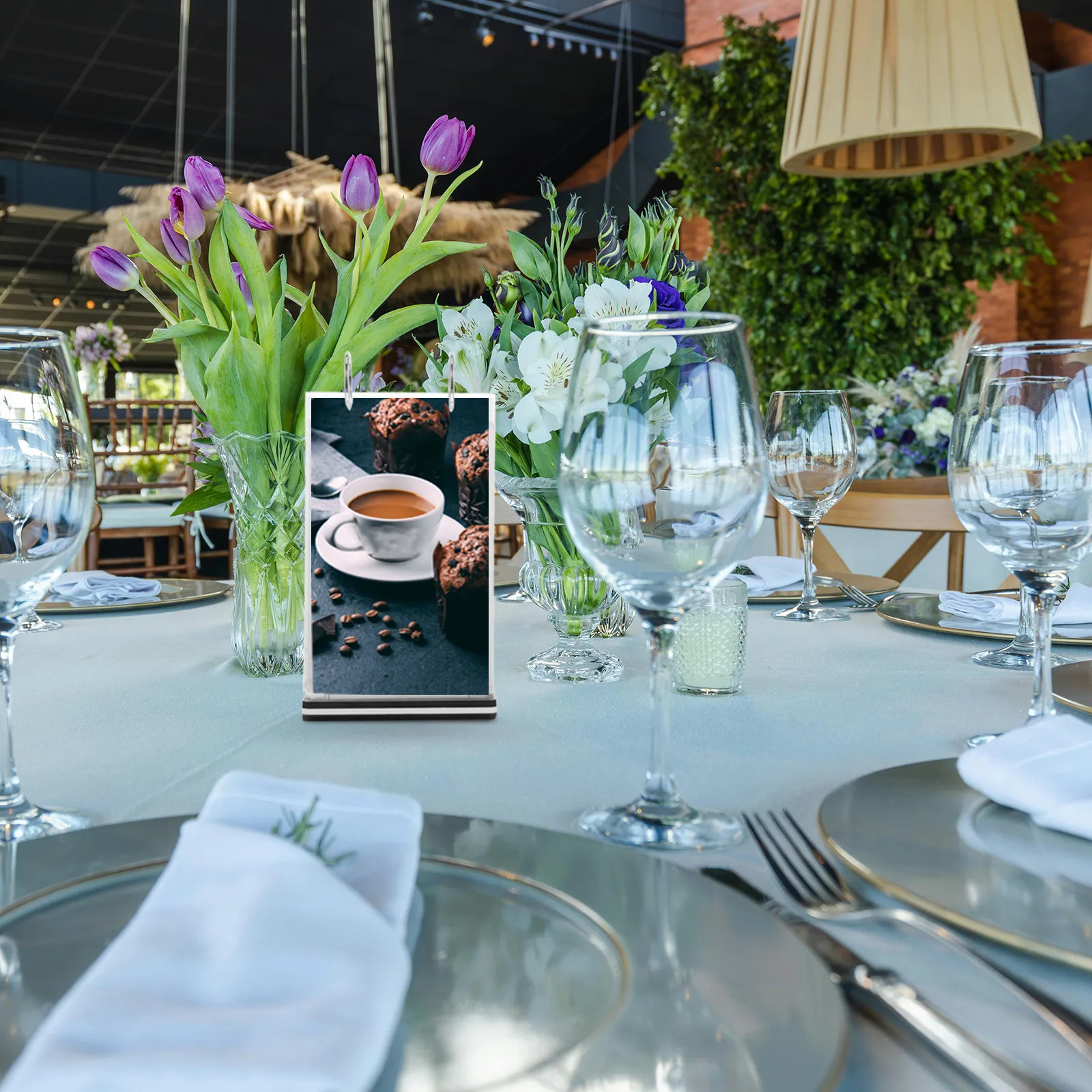 프리미엄 메뉴 디스플레이 랙 10x20cm 투명 플라스틱 테이블탑 사인 홀더 (소..