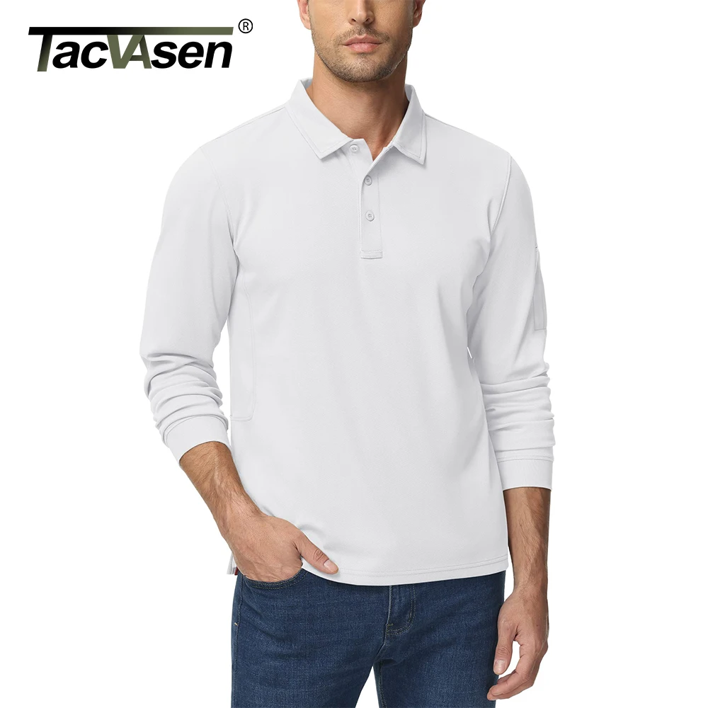 TACVASEN Summer Long Sleeve Performance Quick Drying Polos T-shirts Mens Office Shirt Golf Team Work Shirts Jersey Casual Tops